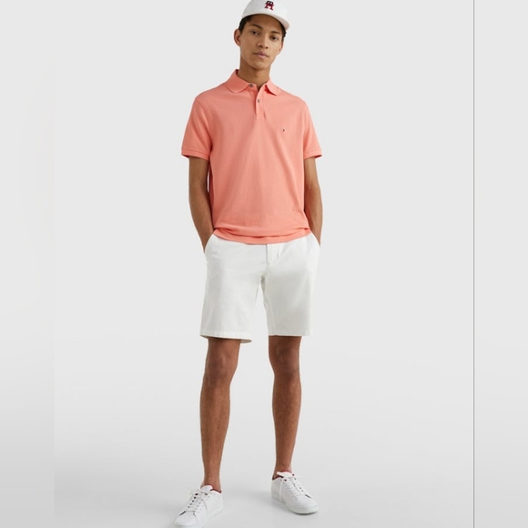 Tommy Hilfiger Men's 1985 Peach Pink Custom Fit Polo Shirt Short Sleeve Medium - Picture 4 of 9
